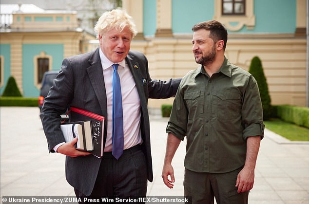 President Zelensky pictured with former UK Prime Minister Boris Johnson (left), who appears in the three-part documentary