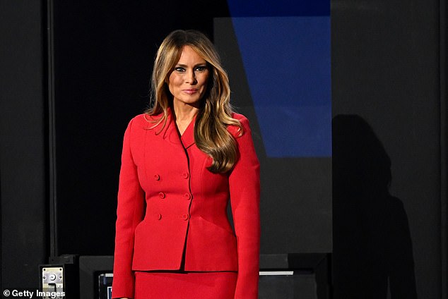 The former first lady has appeared sparingly so far. Here she is seen arriving at the Republican National Convention in Milwaukee, Wisconsin, in July.