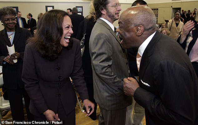 The comment on the post is a criticism of the relationship the vice president had in the 1990s with Willie Brown, who later became mayor of San Francisco. The two appear in the photo in 2005.