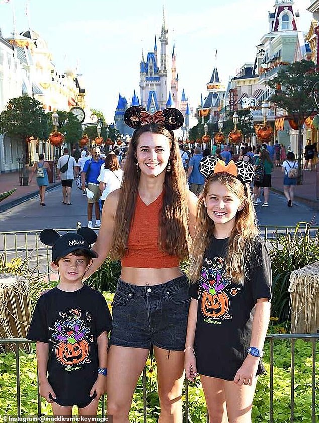 Monaghan justified his solo trip by saying it was for work to cover the opening night of Mickey's Not So Scary Halloween party, which his children had previously attended (pictured)