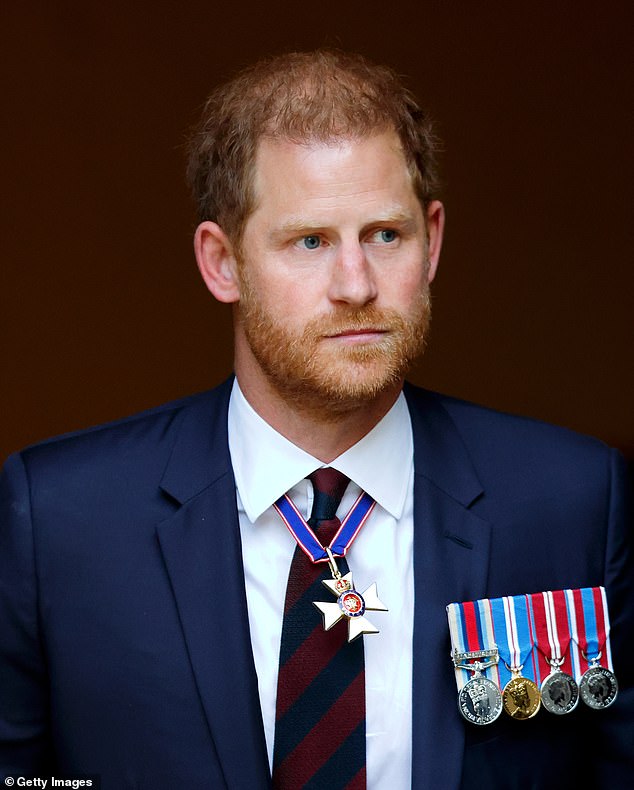 Prince Harry (pictured during the Invictus Games Foundation's 10th anniversary service) chose to stay 90 miles away from the church after the ceremony with his uncle Charles in Althorp.