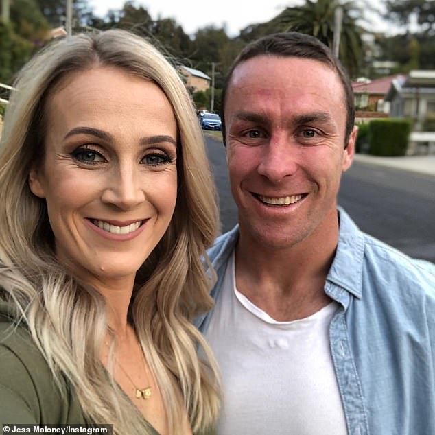 An off-field incident involving police follows (pictured is James Maloney with his wife Jess).