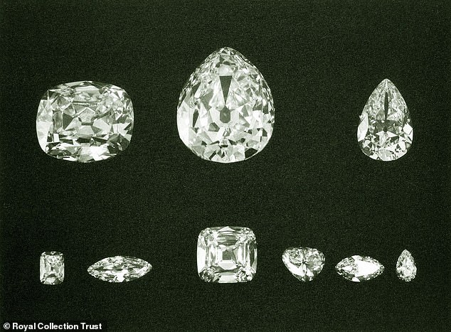 The nine stones on which Cullinan was carved, from top left: Cullinan II, I, III, IX, VII, V, IV, VI, VIII