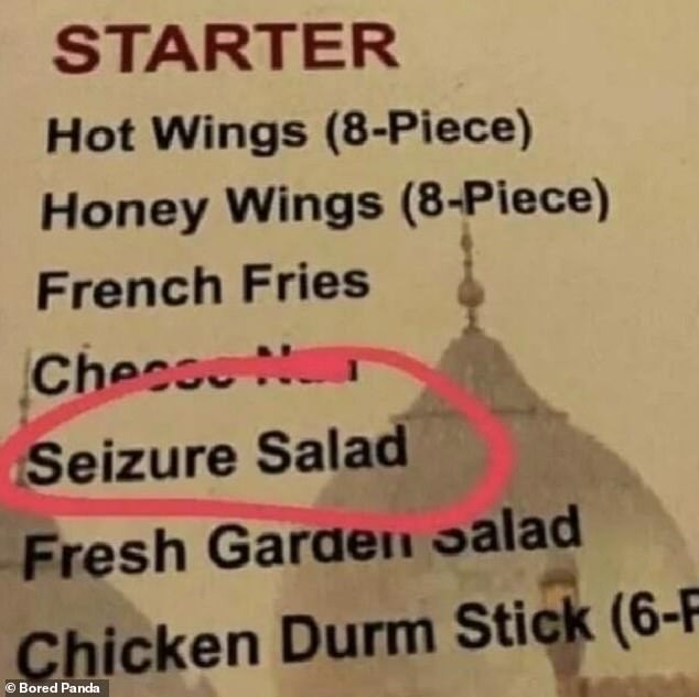 We'll stick with the fries, thanks! One person saw a restaurant menu offering a fries 