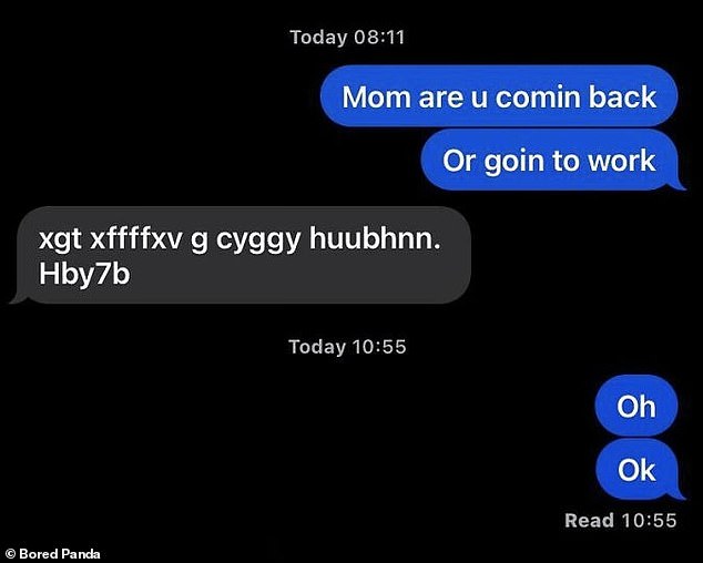 Oh, okay! A daughter texted her mother with a simple question and her answer wasn't entirely clear.