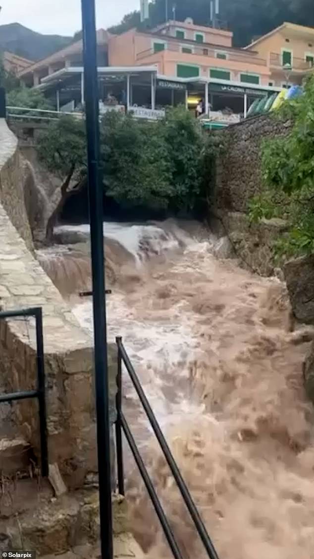 The area where the British hikers went missing was hit by flash floods (pictured above) on Tuesday.