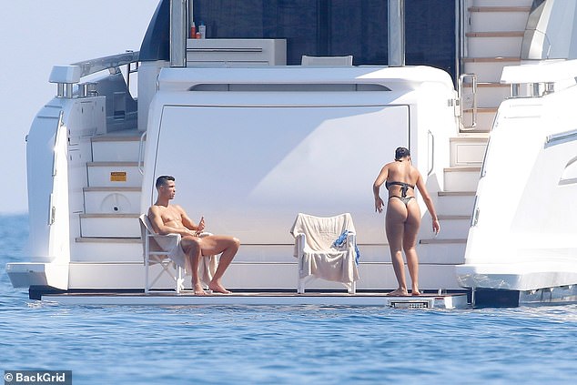 Ronaldo relaxed as the couple enjoyed some quality time together