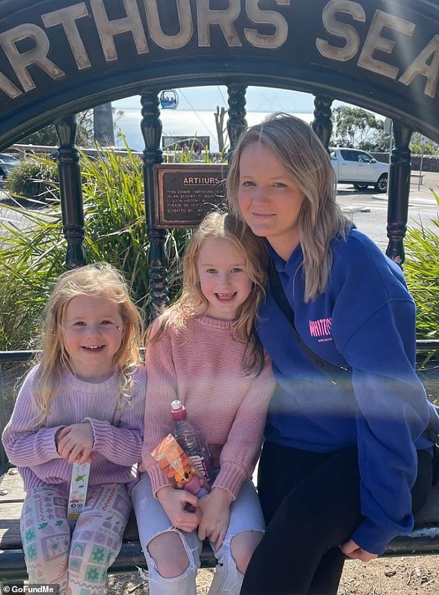 Ms Virtue (pictured right) said she feared for the life of her seven-year-old daughter, Paityn (pictured centre), after a branch snapped and nearly hit her.