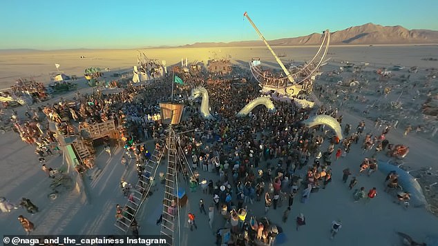 The Naga & Captainess installation is one of the most popular at this year's festival. The sculpture depicts a ship sinking in the desert and also features a snake and interactive treasure chests.