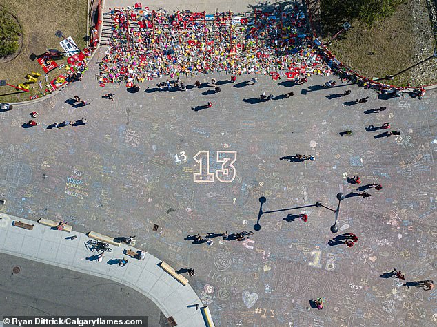 Thousands of fans wrote tributes to the late NHL veteran Johnny Gaudreau at the home of his former team, the Calgary Flames.