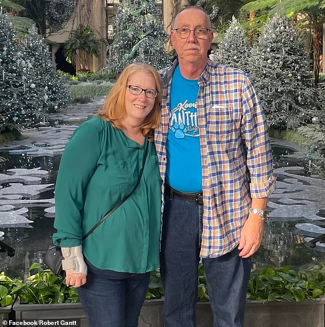 Ms Gantt, pictured here with her husband Robert, is suing pharmaceutical giant Novo Nordisk over what she alleges was the company's failure to adequately test and warn about potentially serious gastrointestinal problems such as intestinal blockages and colitis.