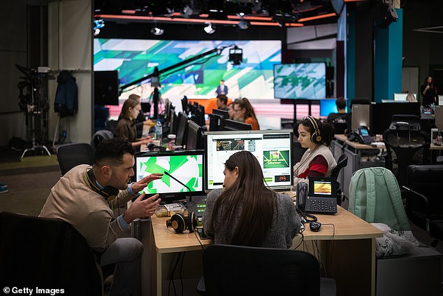 RT employees work in their international studio on December 6, 2019 in Moscow, Russia