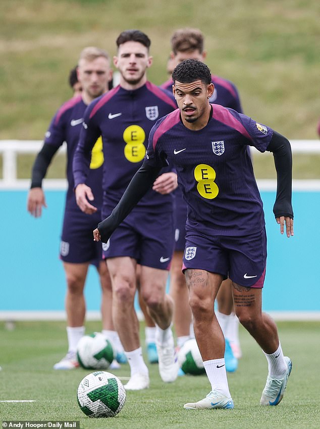 Morgan Gibbs-White (front) also trained with the England senior squad for the first time.