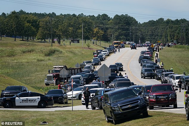 A large police presence descended on Apalachee High School in Winder, Georgia, on Wednesday following the tragedy.