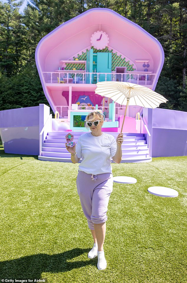 The property's design is inspired by the original Polly Pocket games. This particular Airbnb is based on the compact Slumber Party Fun, which debuted in the 1990s.