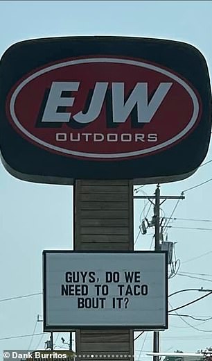 The image shows the peculiar message from EJW Outdoors