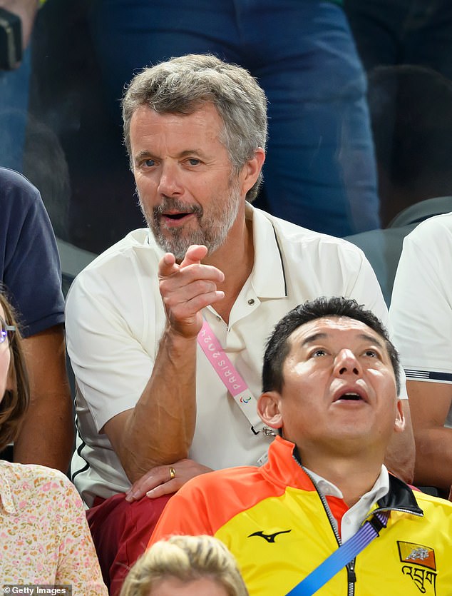 King Frederik of Denmark has been sporting a beard for many years. Above: Watching the basketball game at the Paris Olympics