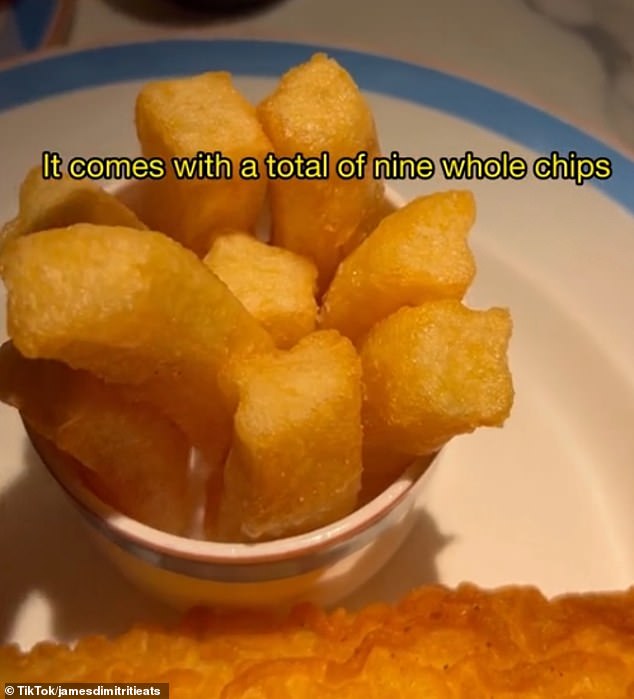 The food content creator was disappointed to discover that his meal only included nine fries (pictured)