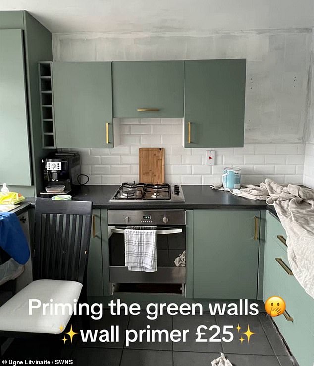 Ugne saw several renovation videos on TikTok and decided to give it a try herself. She spent most of June working on her kitchen and spent a total of £302