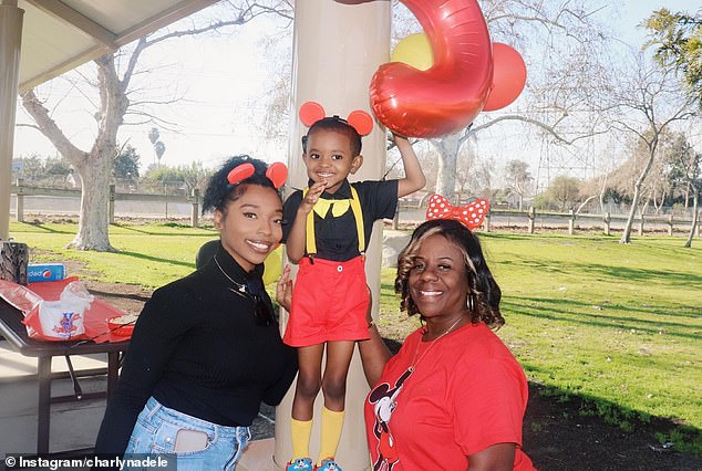 Chance is pictured on his fifth birthday with his mother Charlyn Saffore, left, and his grandmother, right.