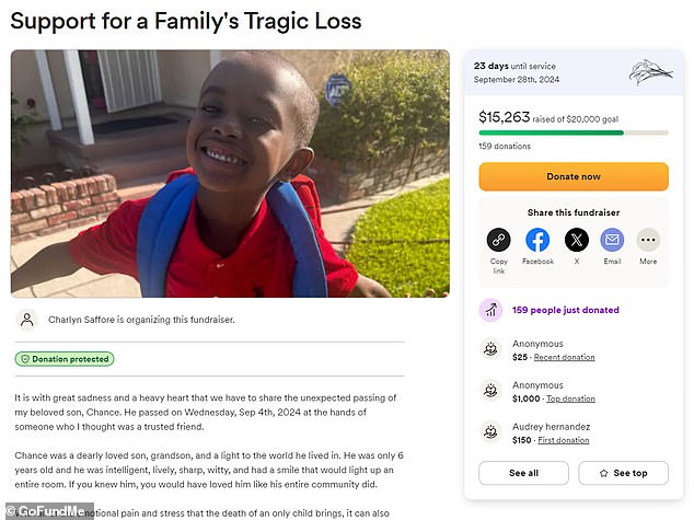 Saffore has set up a GoFundMe account to pay for funeral expenses. So far, people have donated $15,263 toward her $20,000 goal.