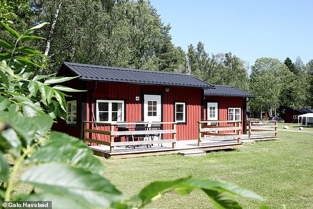 Above, one of the self-catering cabins at Galo Havsbad