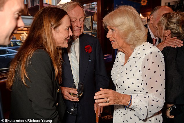 It seemed to be the perfect opportunity for a family reunion as Camilla was also joined by her daughter Laura Lopes, 46, her beloved sister Annabel Eliot, 75, and Andrew's niece Louisa (pictured left).