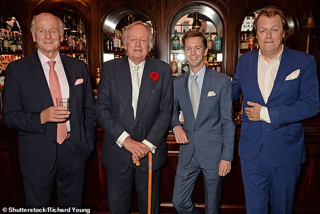 Andrew's brother Simon Parker Bowles and his son Sam Parker Bowles pose with Andrew and Tom