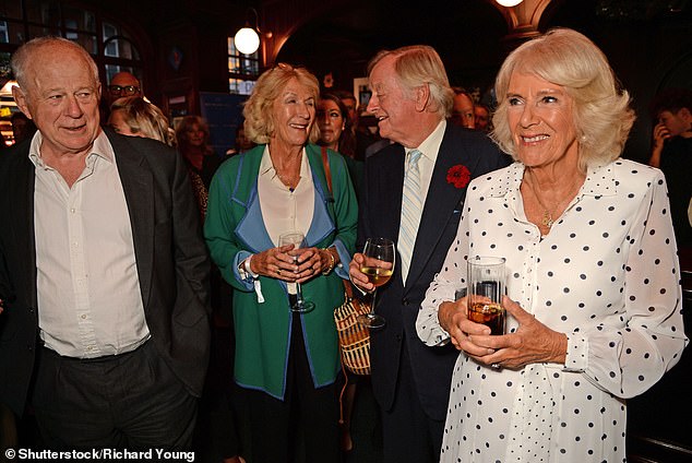 Annabel Elliot, Andrew Parker Bowles and Queen Camilla at today's event in London