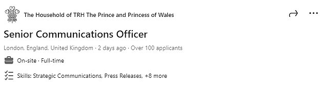 The position is full-time, Monday through Friday, but the applicant will be required to participate in an after-hours shift, answering media inquiries.