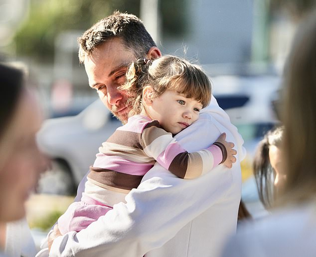 Matt (pictured) also hugged his daughter and gave her a kiss.