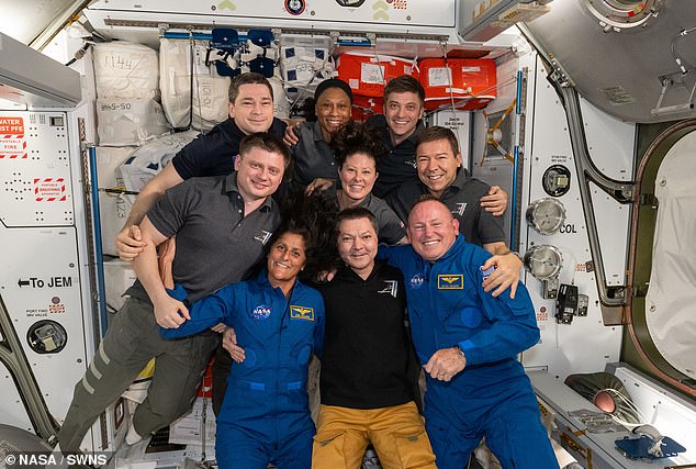 Problems with Starliner's thrusters likely played a role in NASA's decision not to bring astronauts Sunita Williams (front left) and Barry Wilmore (front right) home on the spacecraft.