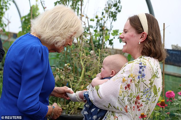 She met 18-year-old Ophelia months ago, whose father Liam Barsby, 24, is a radar technician. Her mother Phoebe, 25, told the Queen that her daughter loves coming down to feed the chickens every day.