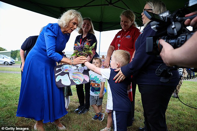 The Queen received a card and flowers from RAFA Kidz Leeming nursery children Ffion and Archie, both aged three.