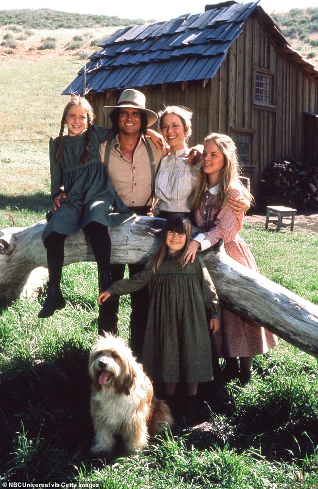 An image from the third season of Little House on the Prairie shows Gilbert as Laura Ingalls Wilder, Michael Landon as Charles Philip Ingalls, Karen Grassle as Caroline Quiner Holbrook Ingalls, Melissa Sue Anderson as Mary Ingalls Kendall and Lindsay Greenbush as Carrie Ingalls.