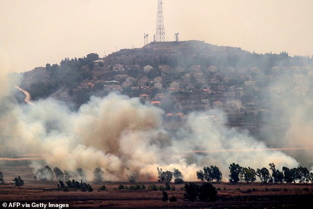 Smoke is seen rising from the Marjayoun plain in southern Lebanon after it was hit by Israeli shelling.