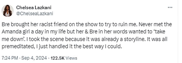 On X, Chelsea said that Bre brought Amanda to the show 