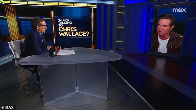 Quaid (right) appeared for an interview with Chris Wallace (left) for an episode of his Max Who show Talking to Chris Wallace, where Wallace pointed out significant differences between Republican President Ronald Reagan and former President Donald Trump.