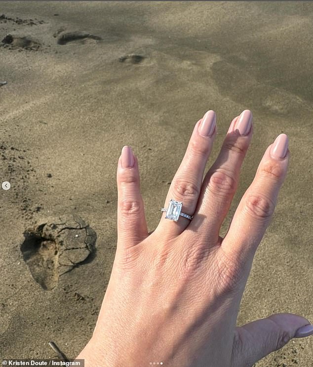 The Vanderpump Rules star, 41, showed off her stunning diamond engagement ring after Broderick, 33, popped the question on a yacht in Hawaii.