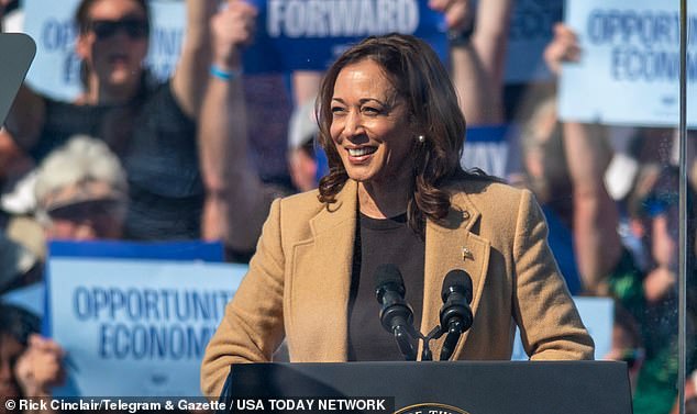 Kamala Harris campaigns in New Hampshire on September 4, 2024. According to her family, former President Jimmy Carter is thrilled with her push in the presidential race.