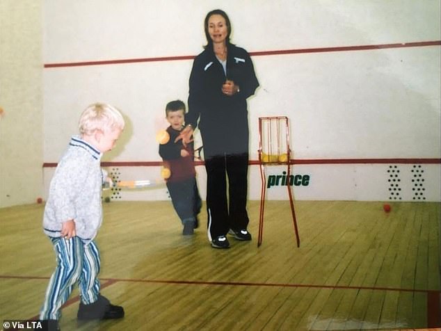 While Jack trained with his mother as a child, unlike Andy, he had a different coach even in his younger years, named Justin Sherring. Pictured: Nicky as a youngster, believed to have played with Jack