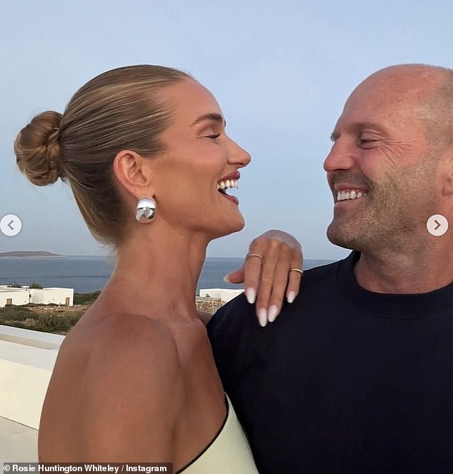 In the radiant series of snaps from their getaway to Greece, the lovebirds looked carefree and struggled to contain spontaneous laughter.