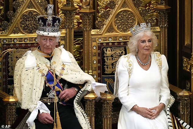 King Charles III looks up as he waits to read this year's King's Speech.