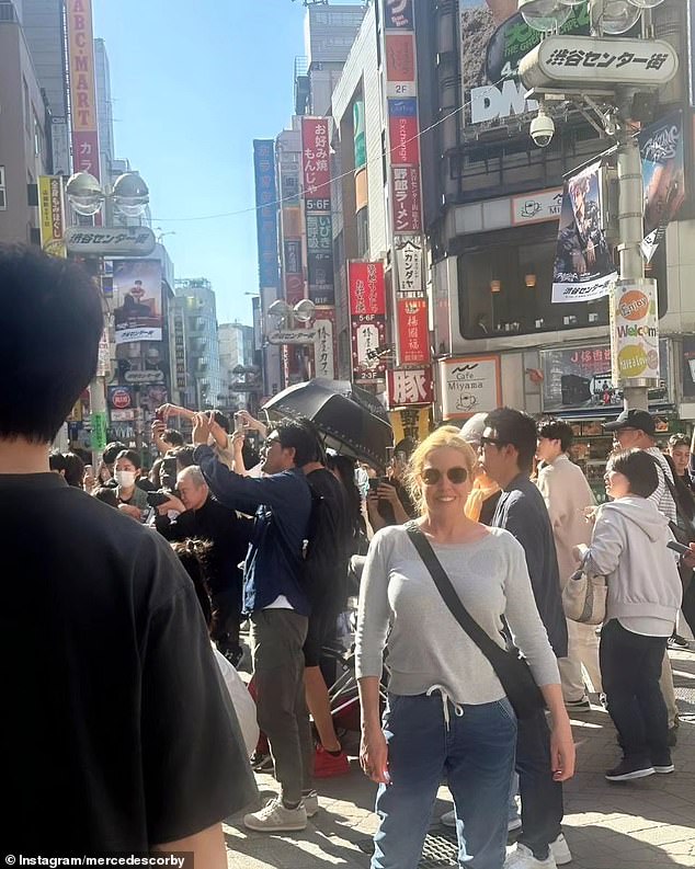 The photos showed the couple enjoying the views of Tokyo's bustling Shibuya and Harajiku districts.