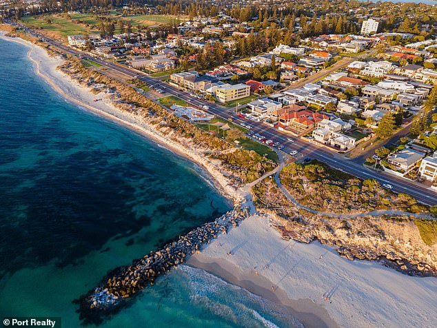 Gardener Ori Weiser was driving in the Cottesloe Beach area (pictured) of Perth when he noticed his dog looked very ill, so he stopped to let him out.