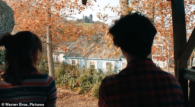 The town is seen during the fall, and fans of the new film will likely head to Vermont to see East Corinth looking just as it did in Beetlejuice. Beetlejuice (pictured: Jenna Ortega and Arthur Conti)