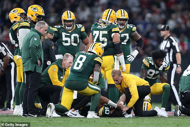 Love's leg buckled awkwardly under the weight of a tackle as he tried to make a play at the end.