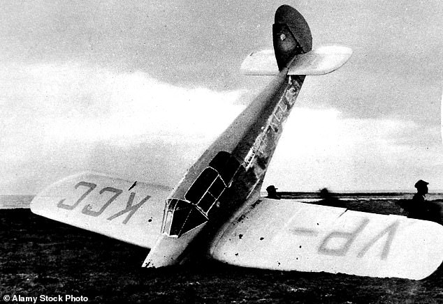 Beryl Markham's plane after a crash landing in Nova Scotia, 1936. Beryl survived the crash and her flight across the Atlantic was a success.