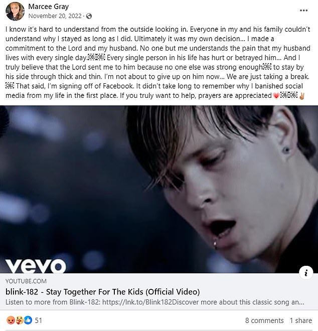 Gray had made several disturbing posts on Facebook over the years, sharing her struggles with her ex-husband Colin Gray, whom she accused of abuse.