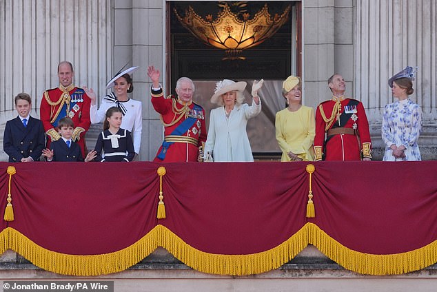 In a sweet gesture from the monarch, Kate stood next to Charles, a change from last year's arrangement, when her husband, Prince William, was at her side.